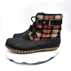 BareTraps Shoes Women's 9M Fahn Duck Boots Mid-Calf Cold Weather Black Wine